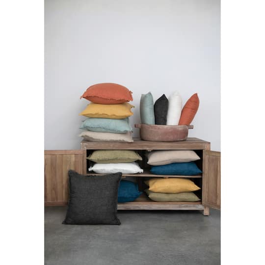 Hello Honey® Stonewashed Linen Pillow with Fringe